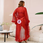 Plus Size Mesh and Lace Sexy Sleepwear Set