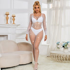 Sparkling Rhinestone Mesh See-Through Bodysuit