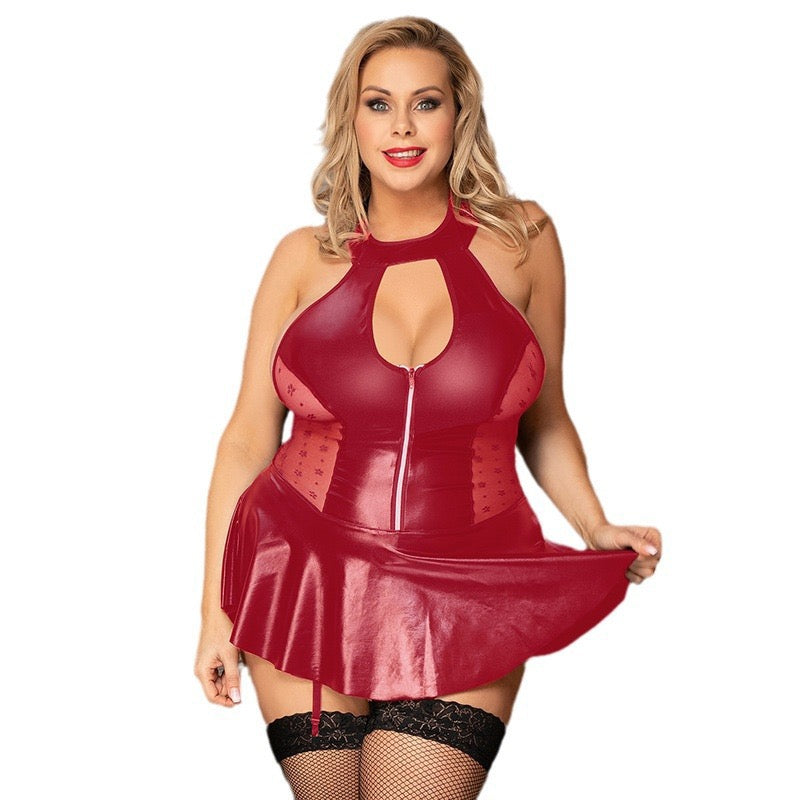 Dark Night Enchantress Leather and Mesh Lingerie Set