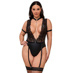 Enchanting Lace and Leather Lingerie Set