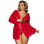 Crimson Dream Lace Mesh Sleepwear Set
