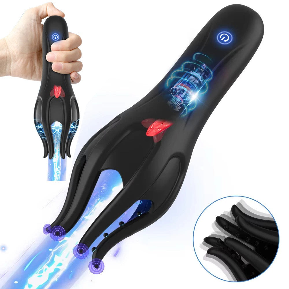 Penis massage training device for men, multi-frequency vibrating masturbation cup.