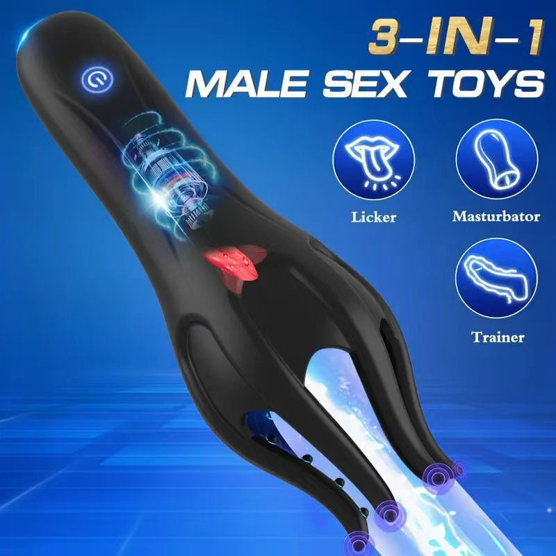 Penis massage training device for men, multi-frequency vibrating masturbation cup.