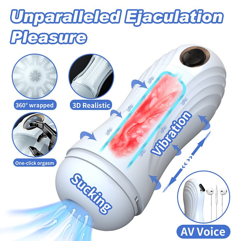 Automatic Multi-Frequency Suction Masturbator for Men: Electric Deep Throat Oral Sex Masturbation Device with Realistic Vaginal Clamping and Suction