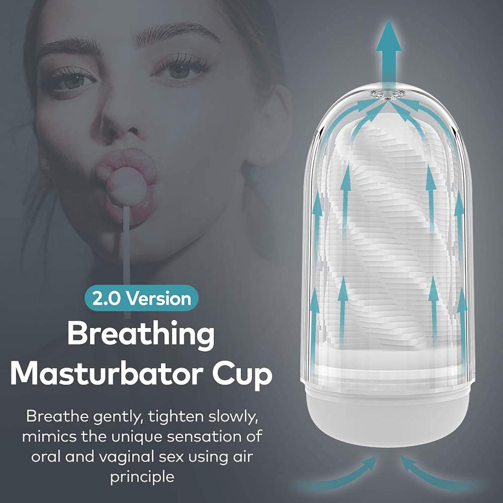 Men's Self-Suction Air-Powered Masturbator with Breathing Valve Design, Spiral Channel, Manual Masturbation Device, Male Exercise Device, Sex Toy
