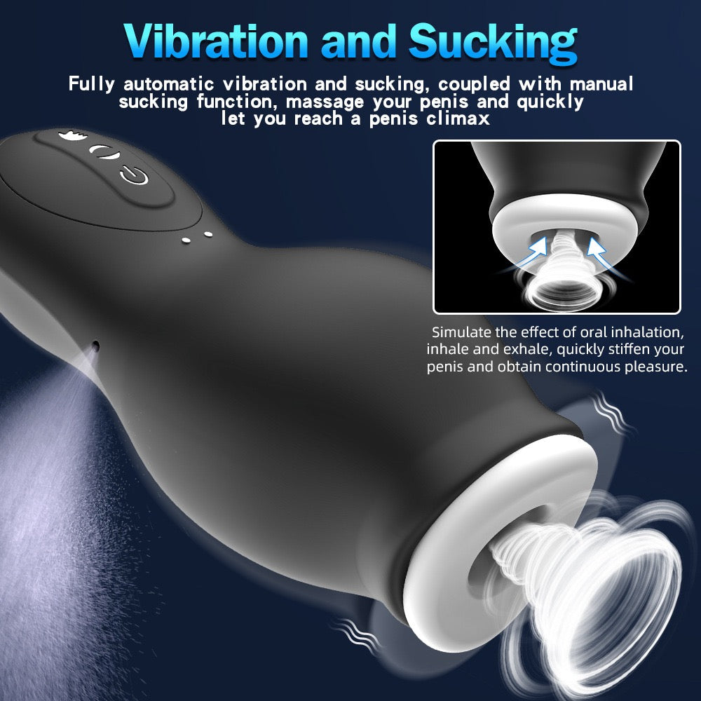 Aircraft Cup Exerciser Training Device for Men - Suction and Vibration, Fully Waterproof