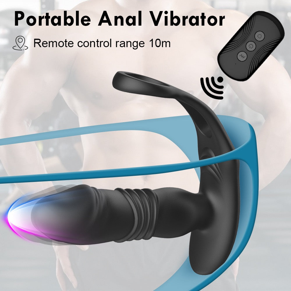 Men's Automatic Telescopic Vibrating Prostate Massager Anal Plug, Wireless Remote Control Masturbator, Women's Anal Plug, Portable Remote Control Anal Vibrator