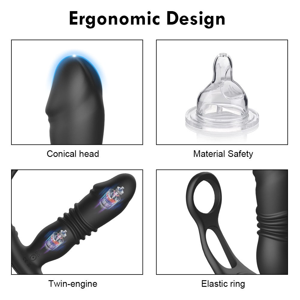 Men's Automatic Telescopic Vibrating Prostate Massager Anal Plug, Wireless Remote Control Masturbator, Women's Anal Plug, Portable Remote Control Anal Vibrator