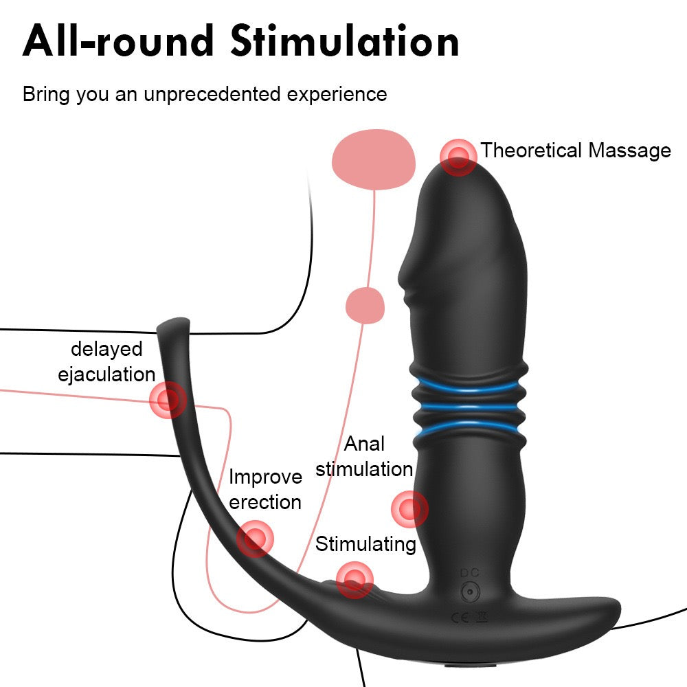 Men's Automatic Telescopic Vibrating Prostate Massager Anal Plug, Wireless Remote Control Masturbator, Women's Anal Plug, Portable Remote Control Anal Vibrator