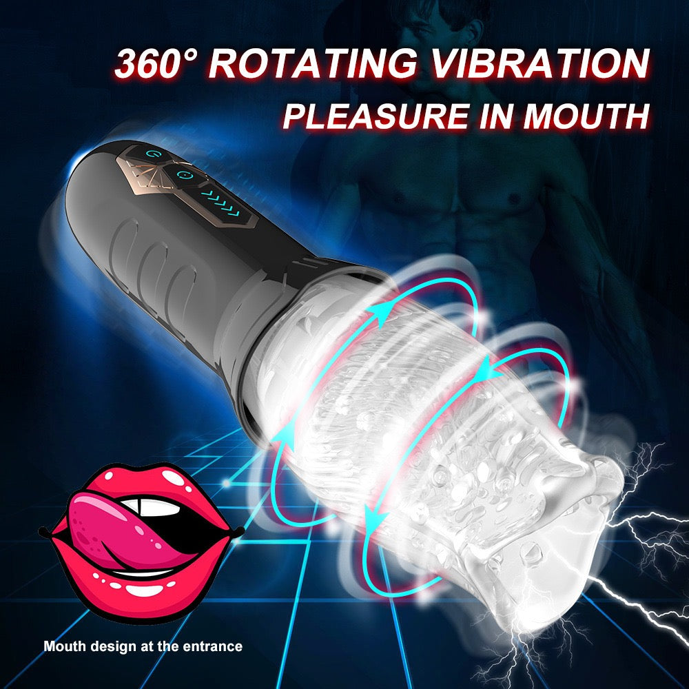 Rotating Aircraft Cup Vibrating Enclosed Male Masturbator Sex Toy