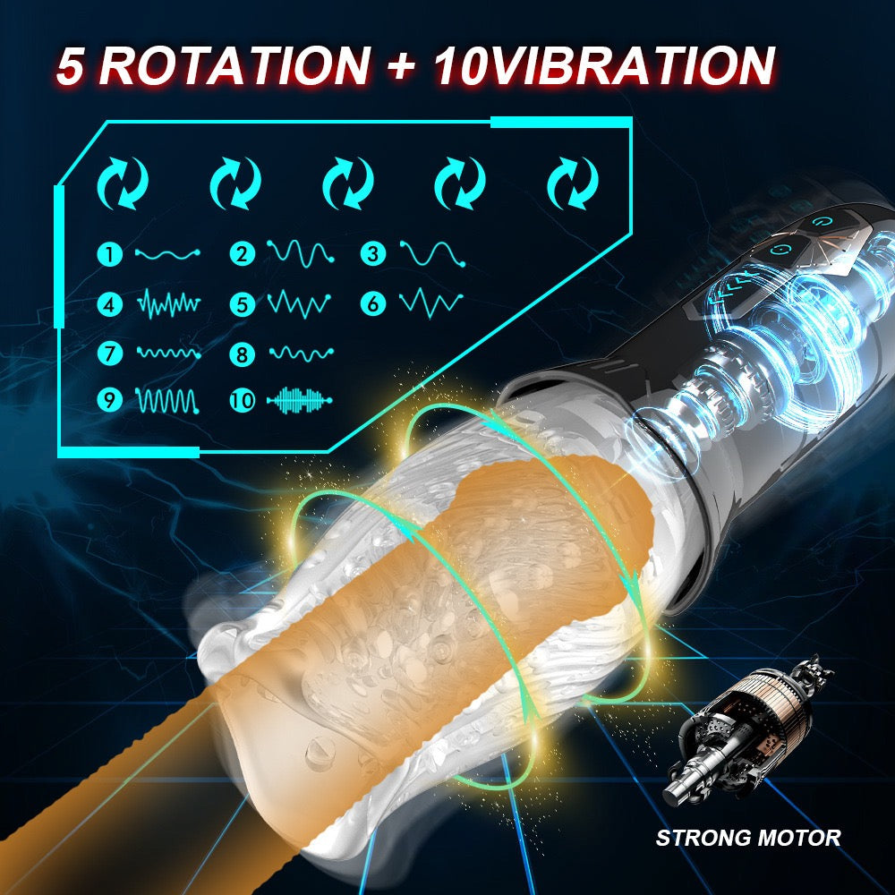 Rotating Aircraft Cup Vibrating Enclosed Male Masturbator Sex Toy