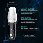 Rotating Aircraft Cup Vibrating Enclosed Male Masturbator Sex Toy