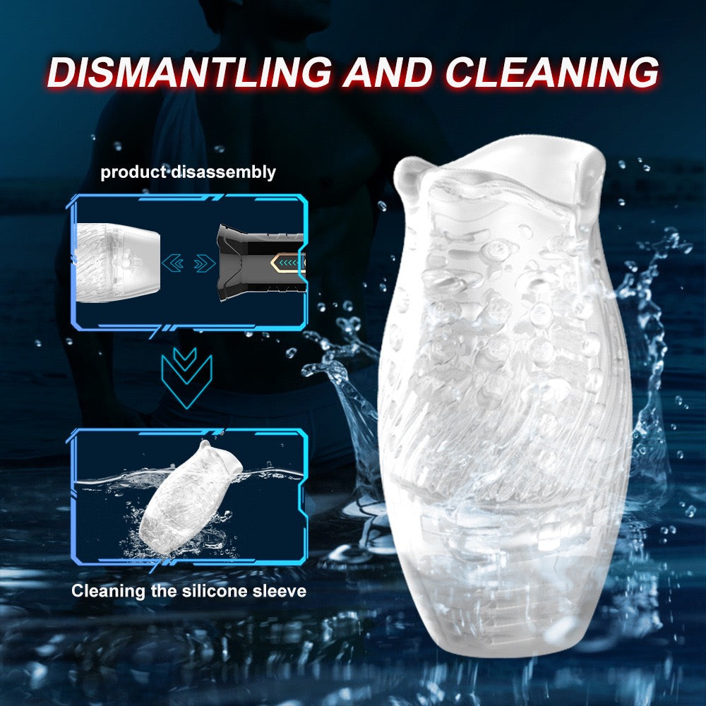 Rotating Aircraft Cup Vibrating Enclosed Male Masturbator Sex Toy