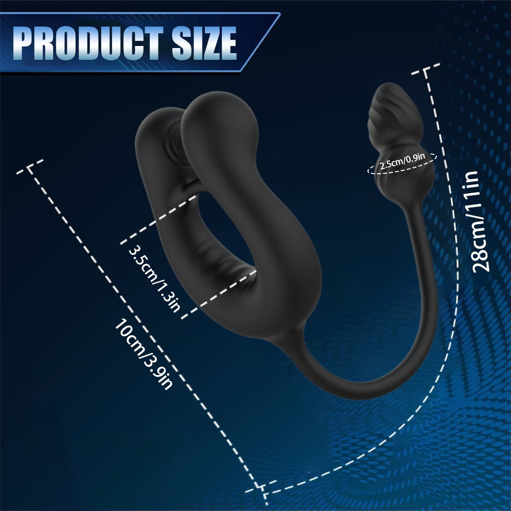 Silicone-Coated Three-Point Vibrating Men's Penis Ring, APP-Controlled Prostate and Anal Massager, Vibrating Anal Plug for Men