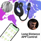 Silicone-Coated Three-Point Vibrating Men's Penis Ring, APP-Controlled Prostate and Anal Massager, Vibrating Anal Plug for Men