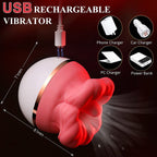 Red Lips Rose Vibrator, Rotating Suction Tongue Massager, and Pulsating Vibrating Wand