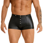 Men's Black Faux Leather Studded Star Detail Boxer Shorts