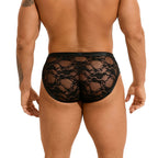 Men's Black Lace-Paneled Briefs