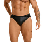 Men's Black Lace-Paneled Briefs