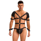 Men's Punk Style Faux Leather Restraint Suit