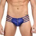 Men's Black Satin Zippered Multi-Strap Briefs