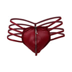 Men's Black Satin Zippered Multi-Strap Briefs