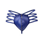 Men's Black Satin Zippered Multi-Strap Briefs