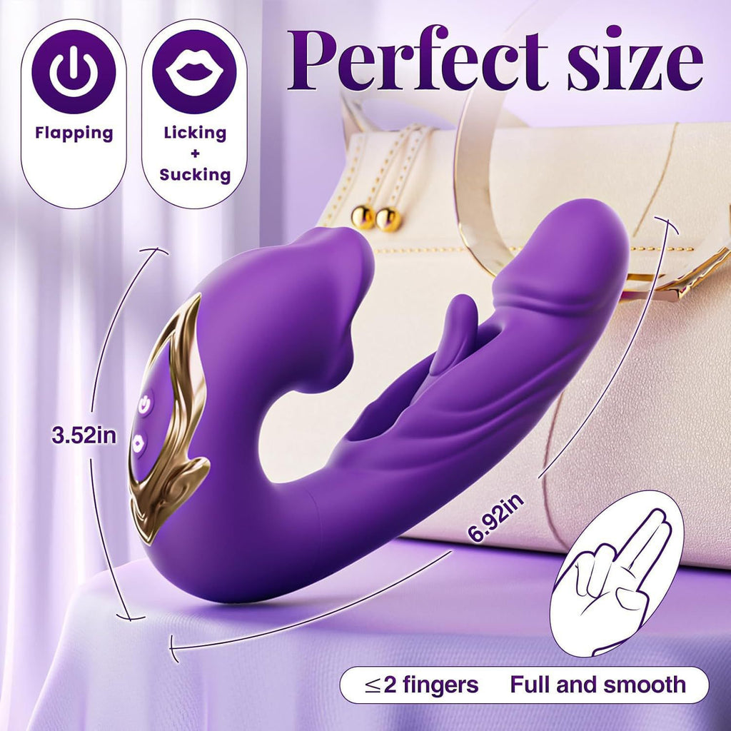 Women's 7-frequency suction and clitoral stimulation G-spot vibrator, a 3-in-1 device with mouth-like licking and vibrating functions.