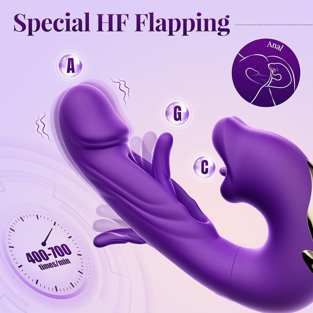 Women's 7-frequency suction and clitoral stimulation G-spot vibrator, a 3-in-1 device with mouth-like licking and vibrating functions.