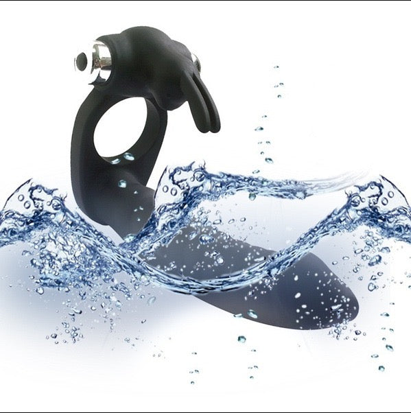 7-Frequency Vibrating Dual-Hole Rabbit Vibrator with Sliding Beads, Couple's Shared Delay Ejaculation Ring and Masturbation Toy