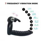 7-Frequency Vibrating Dual-Hole Rabbit Vibrator with Sliding Beads, Couple's Shared Delay Ejaculation Ring and Masturbation Toy