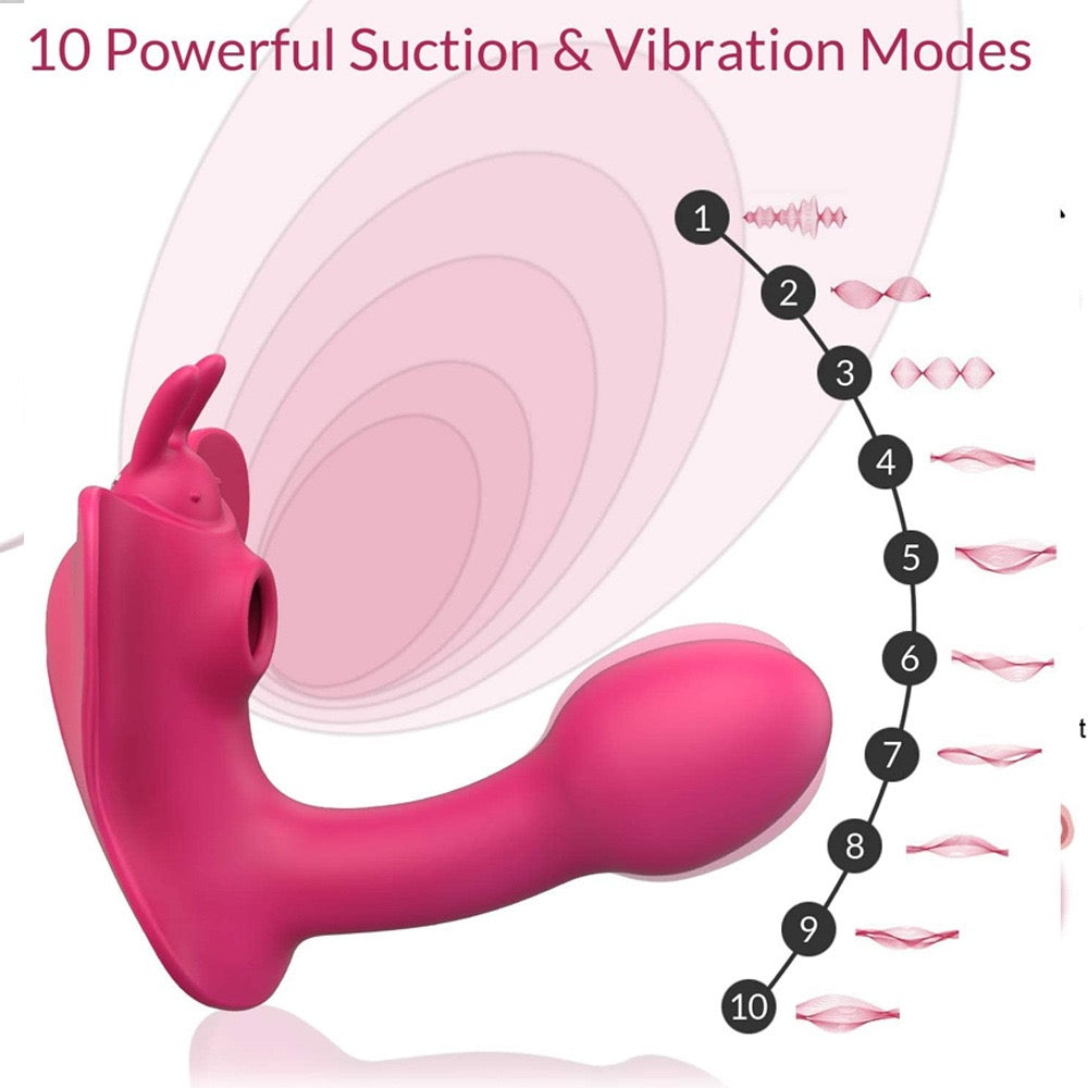 Suction Wearable Vibrator, Butterfly Wearable Vibrating Massager for Women, Silent and Discreet for Outdoor Use