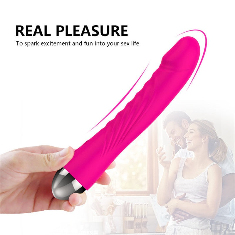 Realistic Silicone G-Spot Vibrator, 10 Frequencies, 5 Speeds, Battery-Powered, Female Masturbation Device