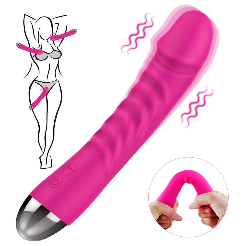 Realistic Silicone G-Spot Vibrator, 10 Frequencies, 5 Speeds, Battery-Powered, Female Masturbation Device