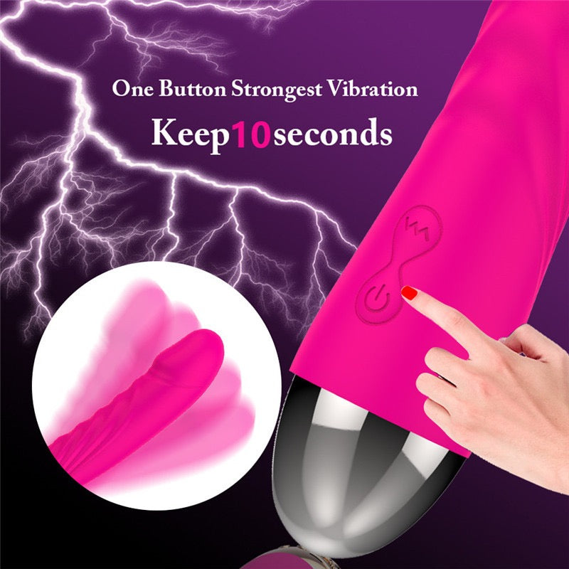 Realistic Silicone G-Spot Vibrator, 10 Frequencies, 5 Speeds, Battery-Powered, Female Masturbation Device