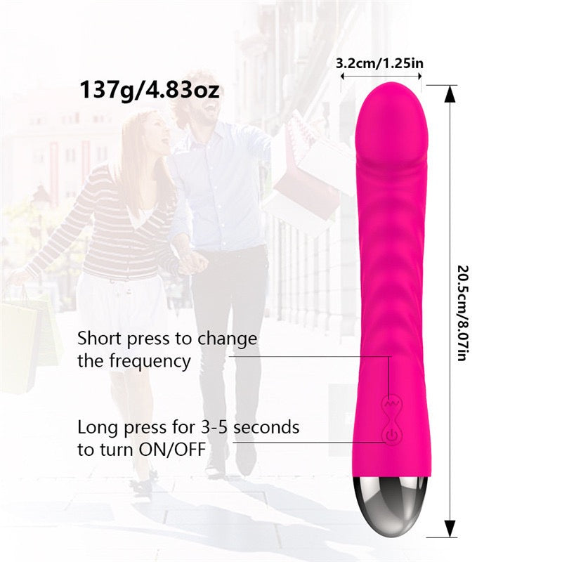 Realistic Silicone G-Spot Vibrator, 10 Frequencies, 5 Speeds, Battery-Powered, Female Masturbation Device
