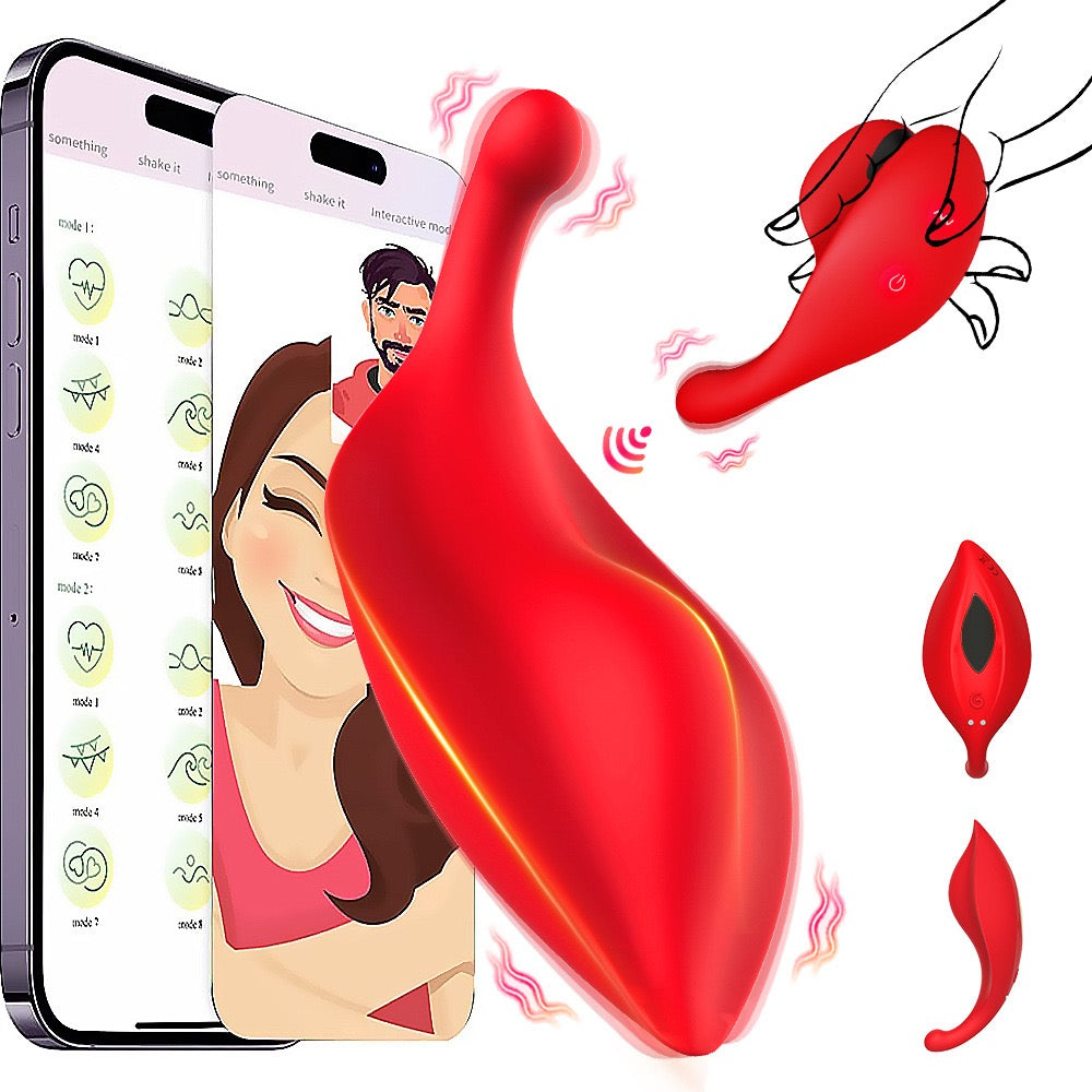 APP-Controlled Wearable Leaf-Shaped Dual Vibrator for Couples' Flirting and Clitoral/Nipple Stimulation