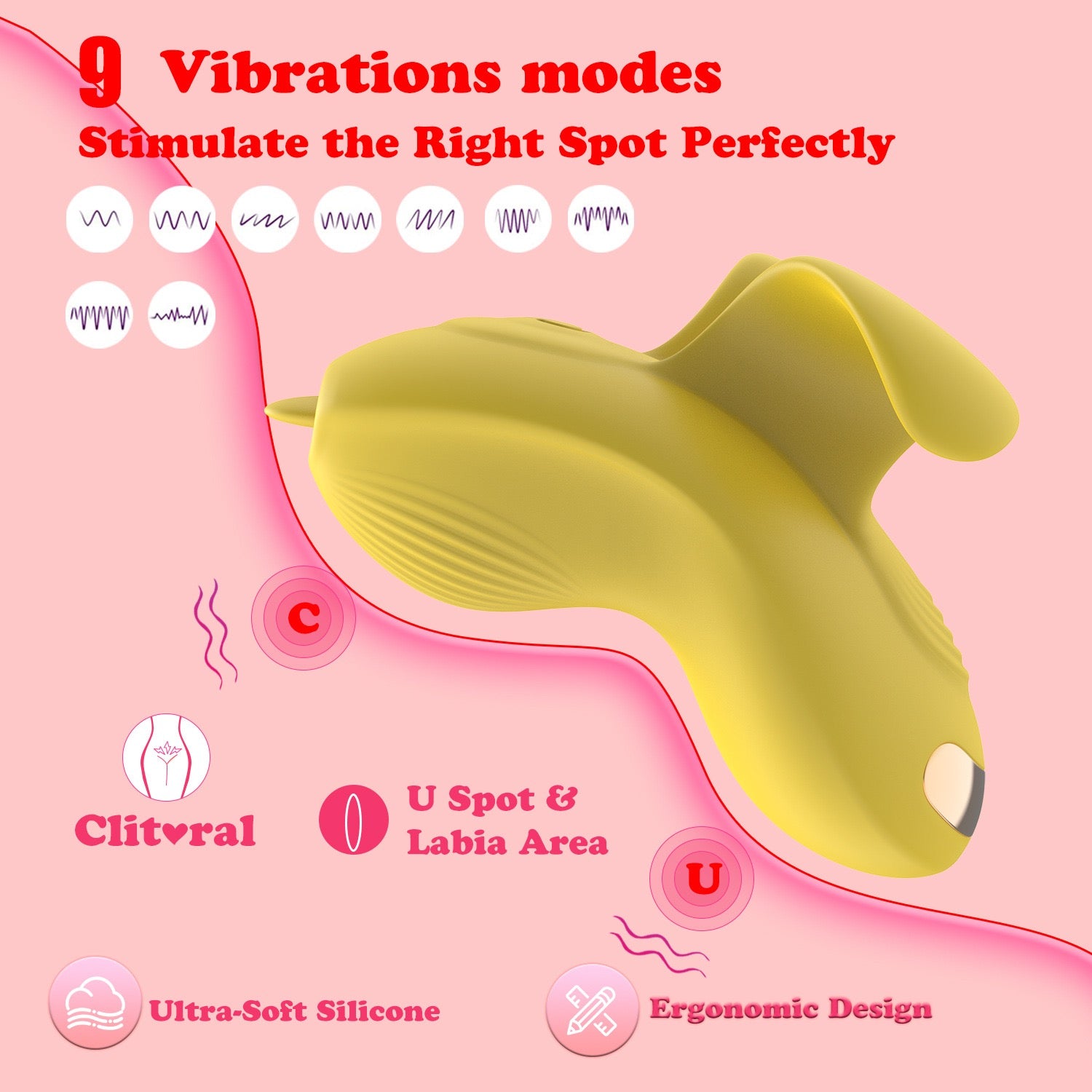 Finger-Worn Vibrator with 9 Vibration Modes, Female Clitoral Stimulator, Mobile APP Controlled Personal Massager for Women