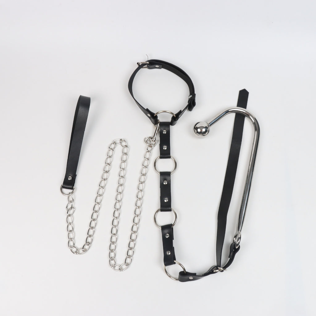 Collar, anal hook, SM restraint strap, anal and genital training, erotic wear, outdoor bondage, anal sex.